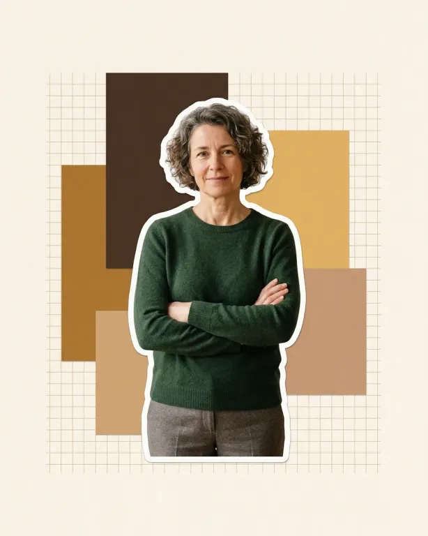 A reviewer with folded arms, cut out against the page